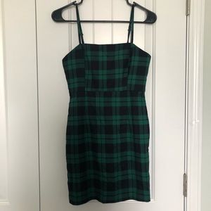 Green plaid mini dress